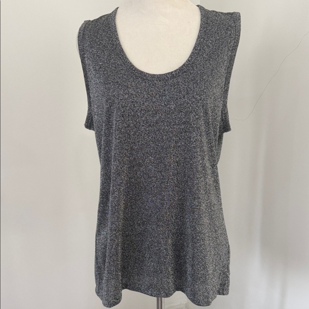 J Crew Sleeveless Metallic Black Tank Shell Top Large